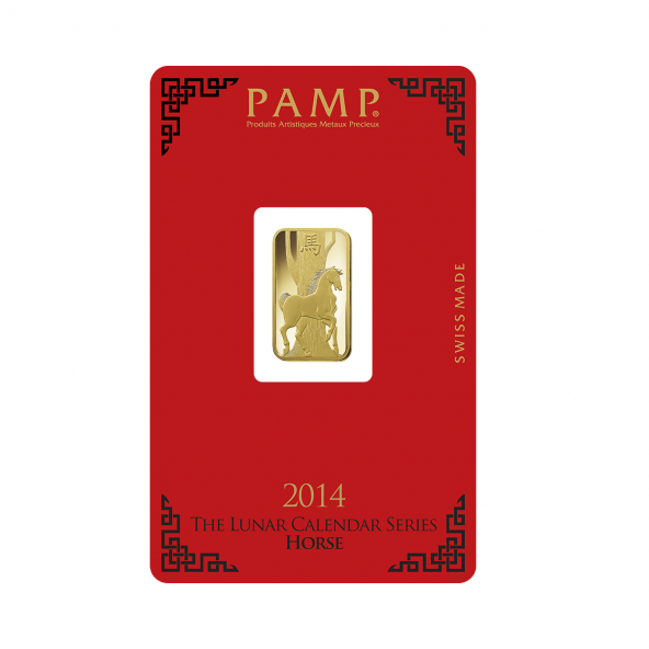 Investičná zlatá tehla 5 g razená Pamp Lunar Kôň AU00RI004SE08 (3)