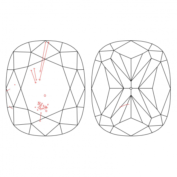 Inkluzie a cistota v prirodnom farebnom diamante cushion fancy žltý 1.07 ct SI2 8828250048_Y5 Inkluzie a cistota v prirodnom farebnom diamante cushion fancy žltý 1.07 ct SI2 8828250048_Y5