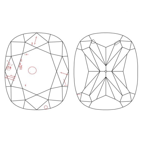 Inkluzie a cistota v prirodnom farebnom diamante cushion fancy intense žltý 1.02 ct SI2 3830960743_Y6 Inkluzie a cistota v prirodnom farebnom diamante cushion fancy intense žltý 1.02 ct SI2 3830960743_Y6