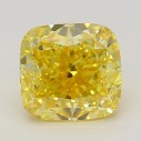Farebný diamant cushion, fancy vivid žltý, 0,7ct, GIA