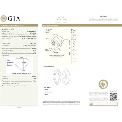 Prírodný farebný diamant s GIA certifikatom markíz fancy hnedožltý 0.80 ct VVS2 1828800301_Y5 2