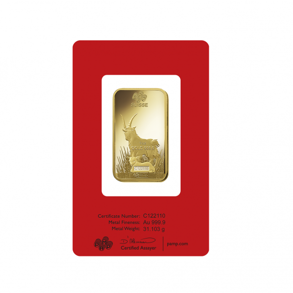 Investičná zlatá tehla 1 oz razená Pamp Lunar Koza AU00RI022SF32 (3)
