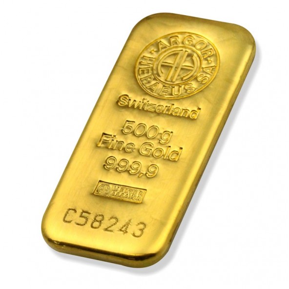 70011 Investičná zlatá tehla  500 g Argor Heraeus  (2)
