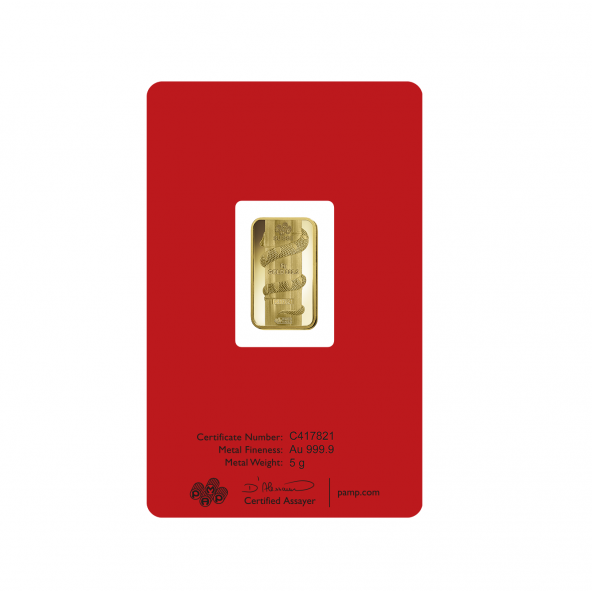 Investičná zlatá tehla 5 g razená Pamp Lunar Had AU00RI004SD23 (4)
