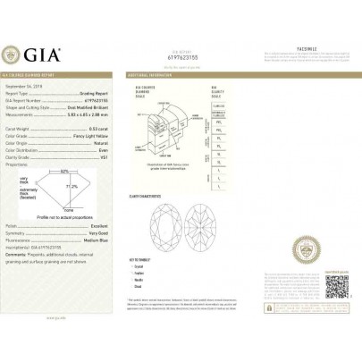 Prírodný farebný diamant s GIA certifikatom oval fancy light žltý 0.53 ct VS1 9827940219_Y4 2