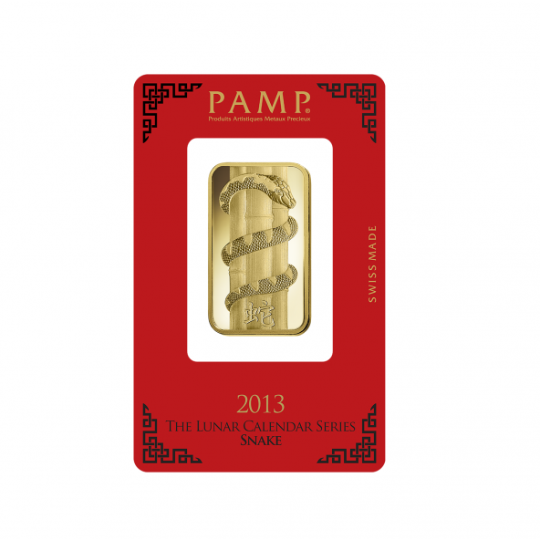 Investičná zlatá tehla 1 oz razená Pamp Lunar Had AU00RI022SD23 (1)