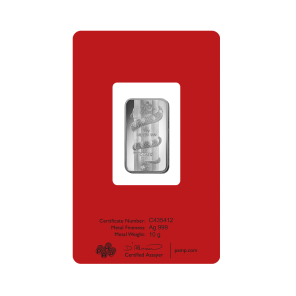 Investičná strieborná tehla 10 g razená Pamp Lunar Had AG00RI005SD23 (4)