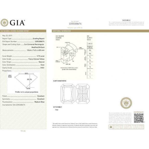 Certifikat GIA pre prirodny farebny diamant radiant fancy intense žltý 3 1830550260Y6 Certifikat GIA pre prirodny farebny diamant radiant fancy intense žltý 3 1830550260Y6