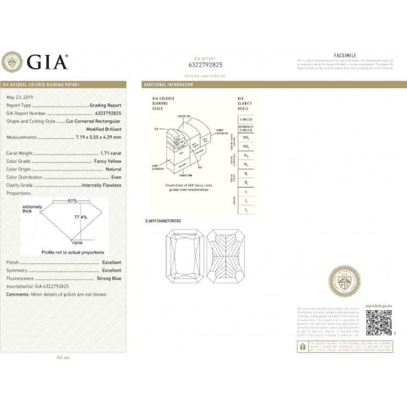 Certifikat GIA pre prirodny farebny diamant radiant fancy žltý 1 1830700150Y5 Certifikat GIA pre prirodny farebny diamant radiant fancy žltý 1 1830700150Y5