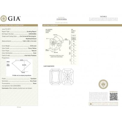Prírodný farebný diamant s GIA certifikatom radiant fancy žltý 0.50 ct IF 5831150205_Y5 2