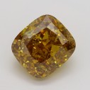 Farebný diamant cushion, fancy deep hlboká nahnedlo oranžovo žltý, 1,01ct, GIA