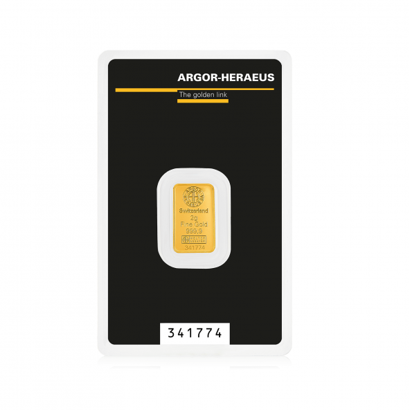 Investičná zlatá tehla 2 g razená Kinebar Argor Heraeus 70002KB (3)