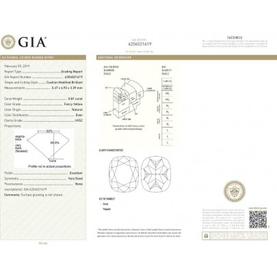 Prírodný farebný diamant s GIA certifikatom cushion fancy žltý 0.81 ct VVS2 3829600293_Y5 2