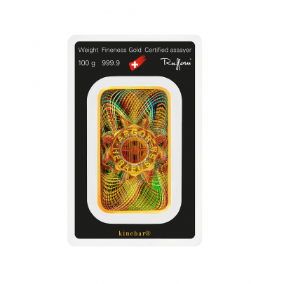 Investičná zlatá tehla 100 g razená Kinebar Argor Heraeus 70009KB 2